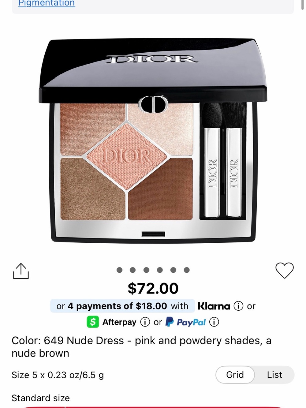 Dior 5-Colour Eyeshadow Palette — 649 Nude dress